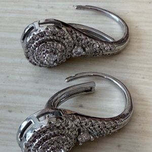 Silver-Tone Pavé Hoop Earrings - Elegant Sparkle